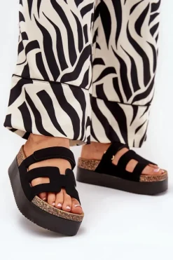 Klapki Korkowe|Klapki Na Platformie>Boto Klapki Na Masywnej Platformie Czarne Daldiva