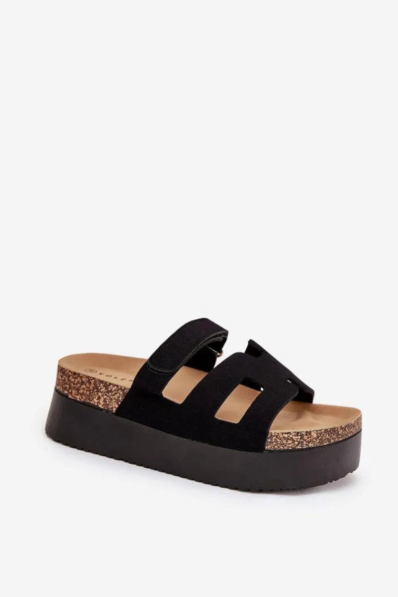Klapki Korkowe|Klapki Na Platformie>Boto Klapki Na Masywnej Platformie Czarne Daldiva
