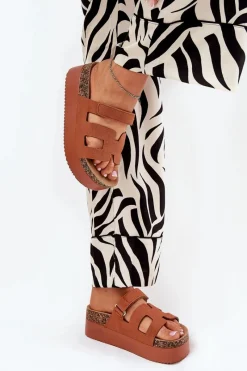 Clearance Boto Klapki Na Masywnej Platformie Camel Daldiva