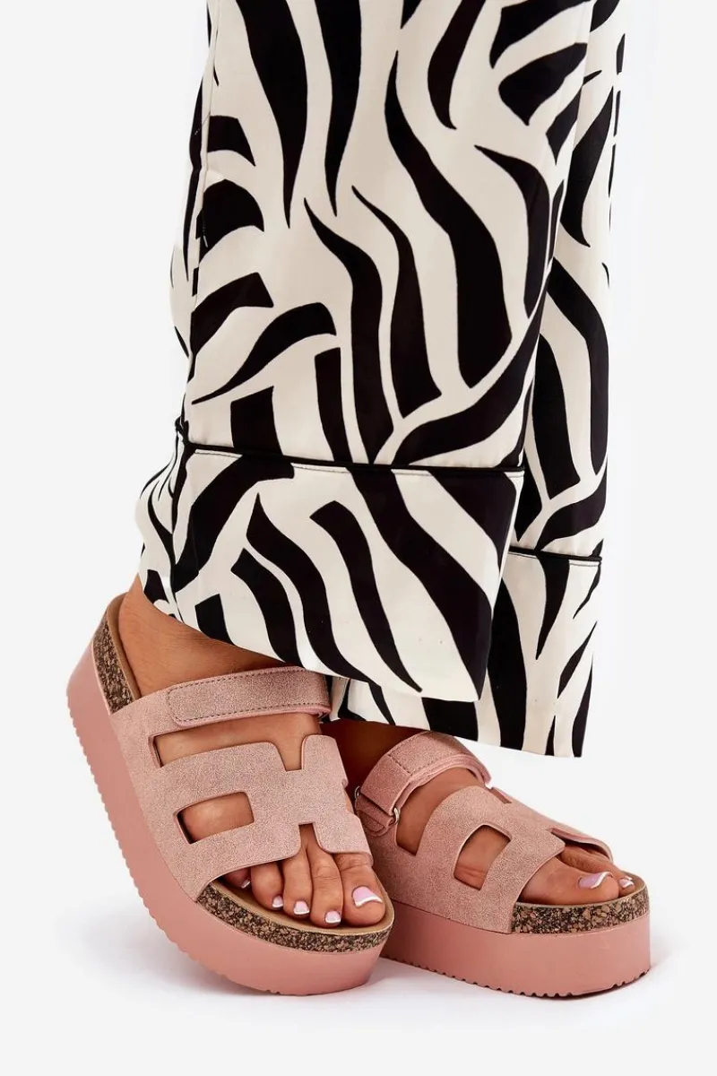 New Klapki Na Masywnej Platformie Różowe Daldiva Damskie Klapki Korkowe|Klapki Na Platformie