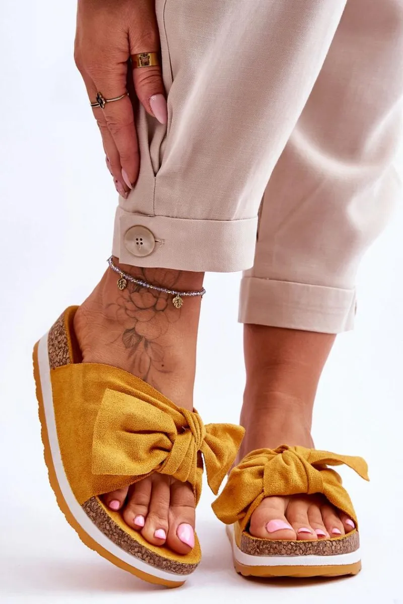 Clearance Klapki Na Platformie Żółte So Comfy Damskie Klapki Na Platformie
