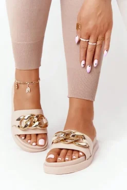 Boto Klapki Na Platformie Z Łańcuchem Nude Vacation