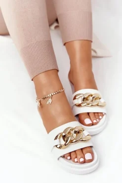 Klapki Na Platformie|Klapki Damskie Klasyczne>Boto Klapki Na Platformie Z Łańcuchem Białe Vacation