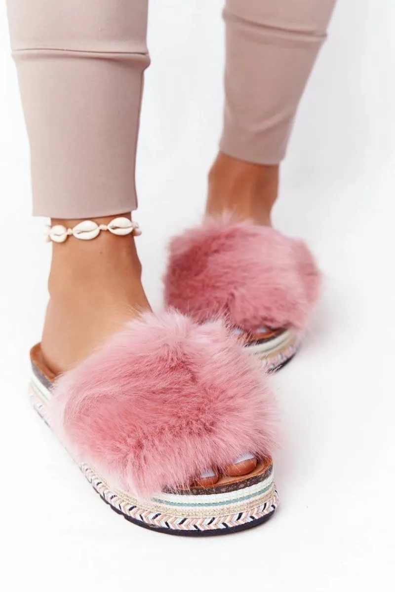 Klapki Z Futerkiem|Klapki Na Platformie>Boto Klapki Na Platformie z Futerkiem Różowe Adventure