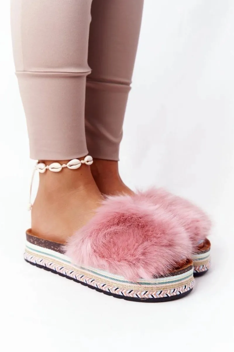 Klapki Z Futerkiem|Klapki Na Platformie>Boto Klapki Na Platformie z Futerkiem Różowe Adventure
