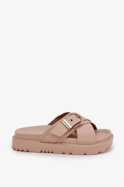 Online Boto Klapki Na Platformie Z Klamrą Beżowe Honavia