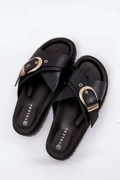 Online Klapki Na Platformie Z Klamrą Czarne Honavia Damskie Klapki Na Platformie|Klapki Damskie Klasyczne