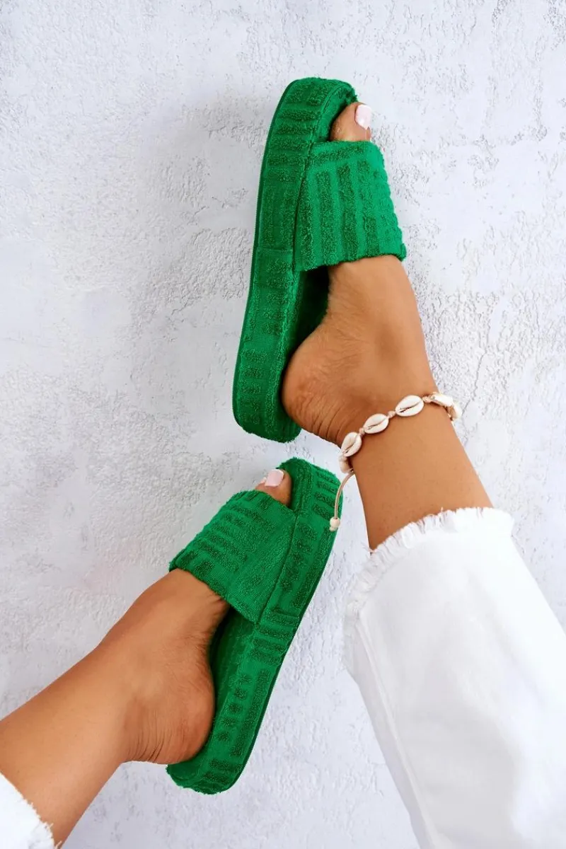 Kapcie Klasyczne|Klapki Na Platformie>Boto Klapki Papcie Na Platformie Zielone Lilly