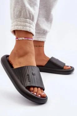 Klapki Basenowe|Klapki Damskie Klasyczne>Boto Klapki Piankowe Damskie Lekkie Czarne Fenicva Czarny