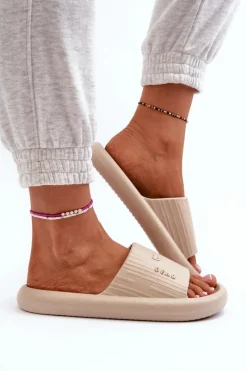 Hot Boto Klapki Piankowe Damskie Lekkie Beżowe Fenicva