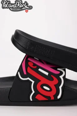 Discount Klapki Pol'and'Rock Festival X Big Star SS174508 Czarne Damskie Klapki Męskie Big Star|Klapki Męskie Klasyczne