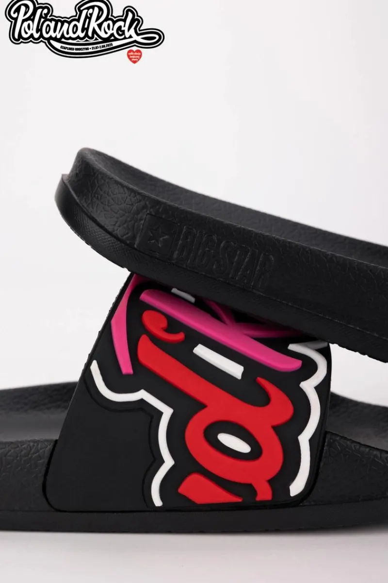 Discount Klapki Pol'and'Rock Festival X Big Star SS174508 Czarne Damskie Klapki Męskie Big Star|Klapki Męskie Klasyczne