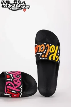 Discount Klapki Pol'and'Rock Festival X Big Star SS174508 Czarne Damskie Klapki Męskie Big Star|Klapki Męskie Klasyczne