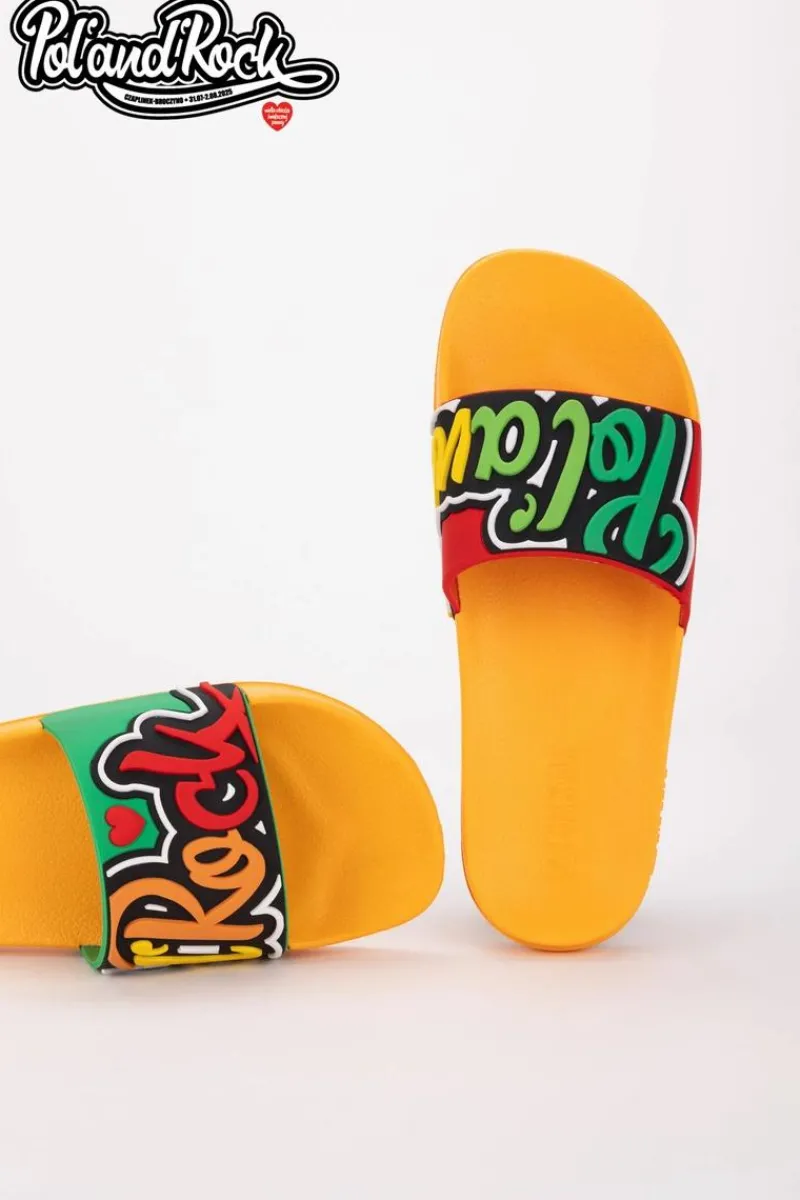 Klapki Męskie Big Star|Klapki Męskie Klasyczne>Big Star Shoes Klapki Pol'and'Rock Festival X Big Star SS174507 Żółte Żółty