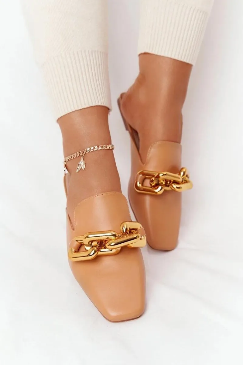 Klapki Damskie Klasyczne>Boto Klapki Z Cholewką I Łańcuchem Camel Call On Me