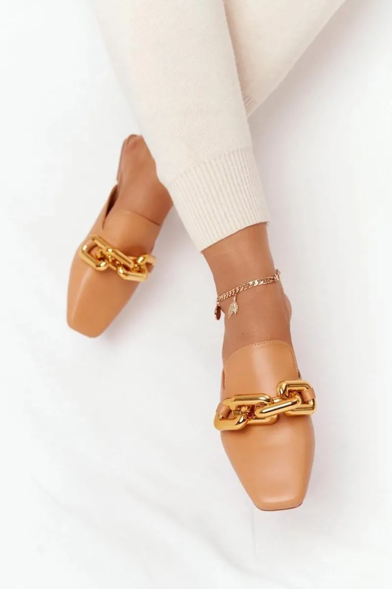 Klapki Damskie Klasyczne>Boto Klapki Z Cholewką I Łańcuchem Camel Call On Me