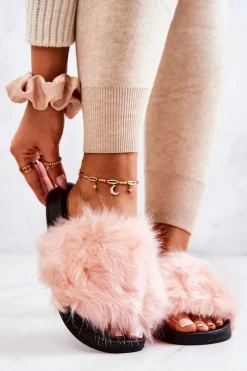 Best Boto Klapki Z Futerkiem Gumowe Jasnoróżowe Pollie