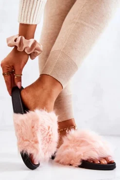 Best Boto Klapki Z Futerkiem Gumowe Jasnoróżowe Pollie