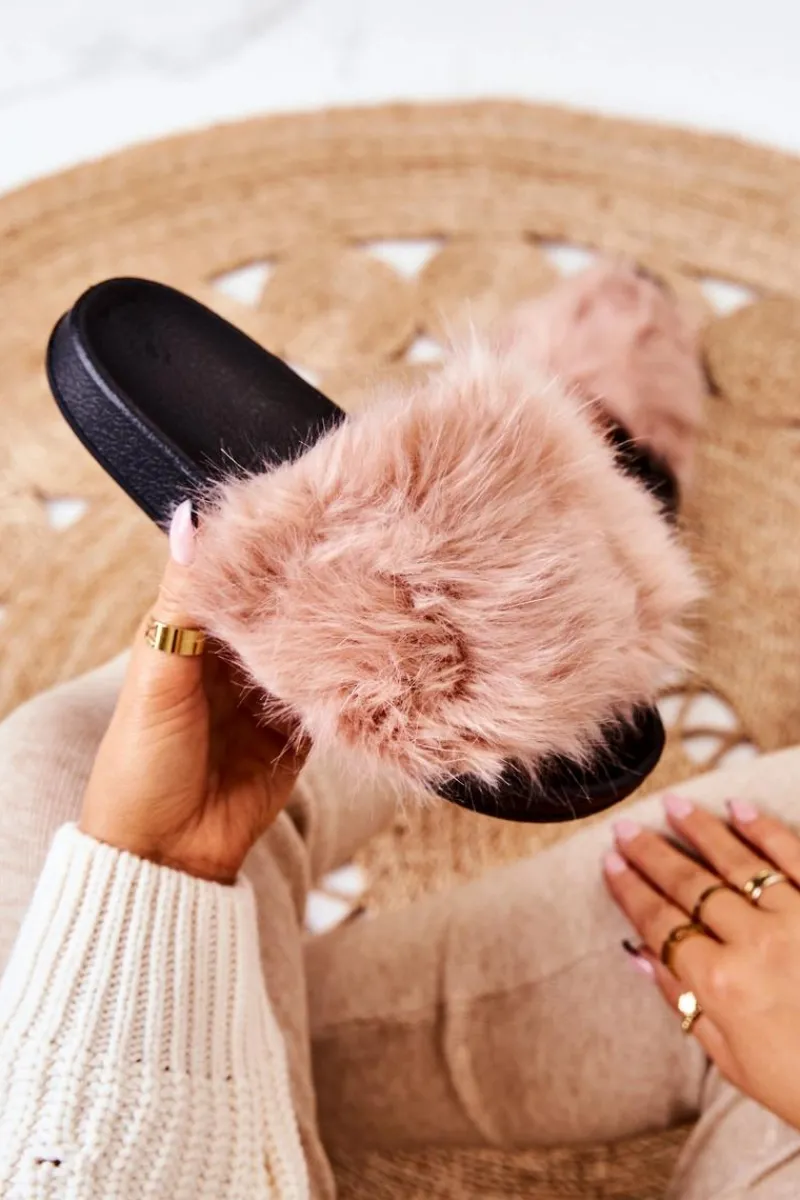 Discount Boto Klapki Z Futerkiem Gumowe Brudny Róż Pollie