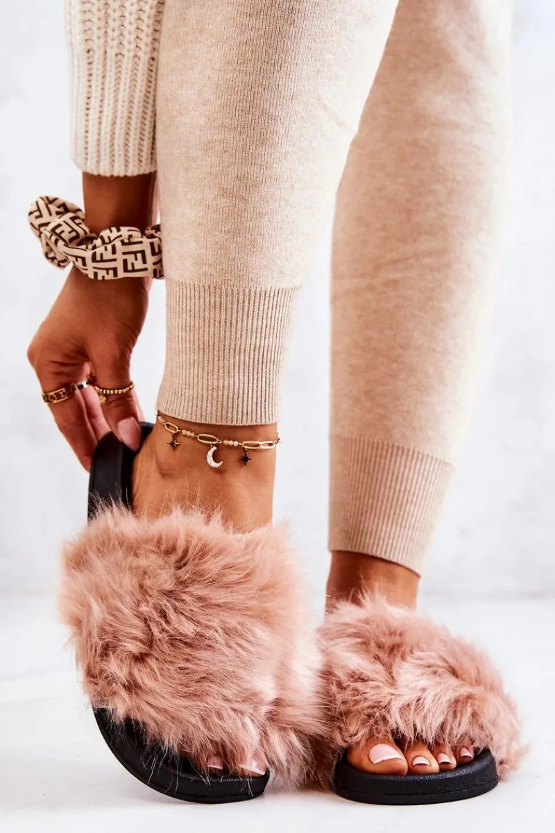 Discount Boto Klapki Z Futerkiem Gumowe Brudny Róż Pollie