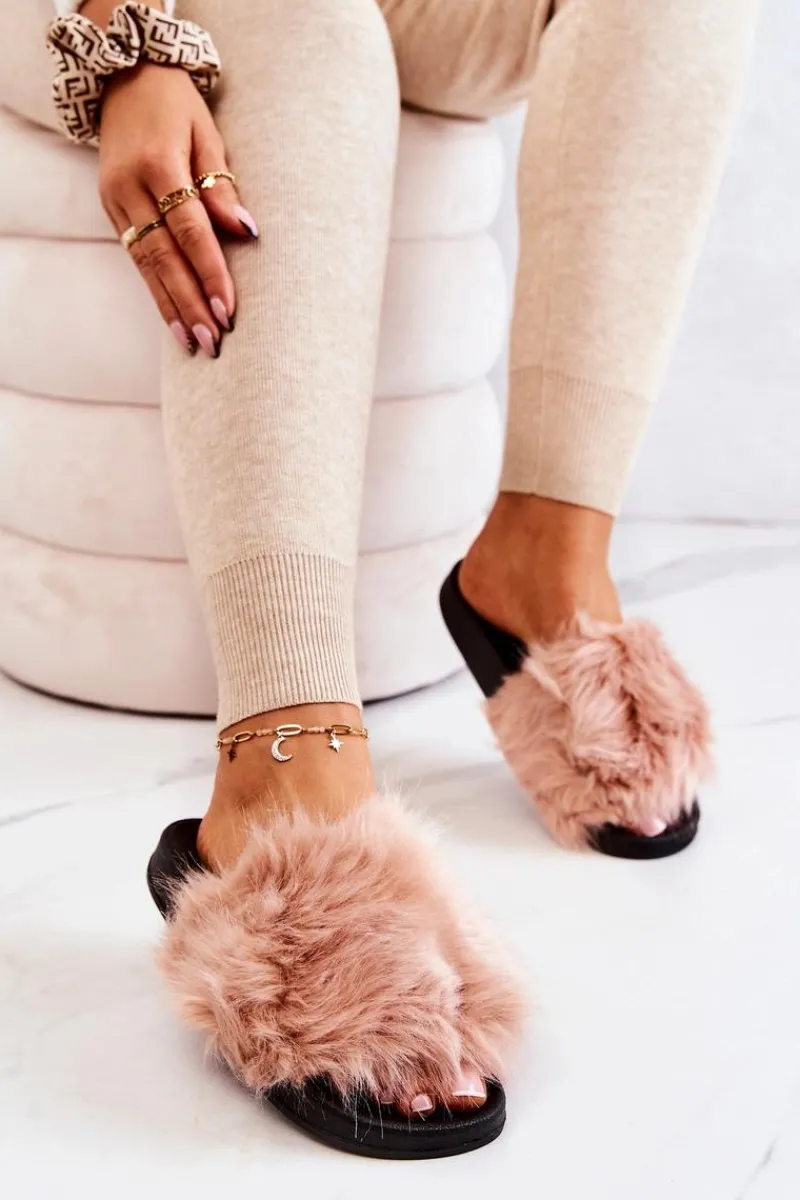 Discount Boto Klapki Z Futerkiem Gumowe Brudny Róż Pollie