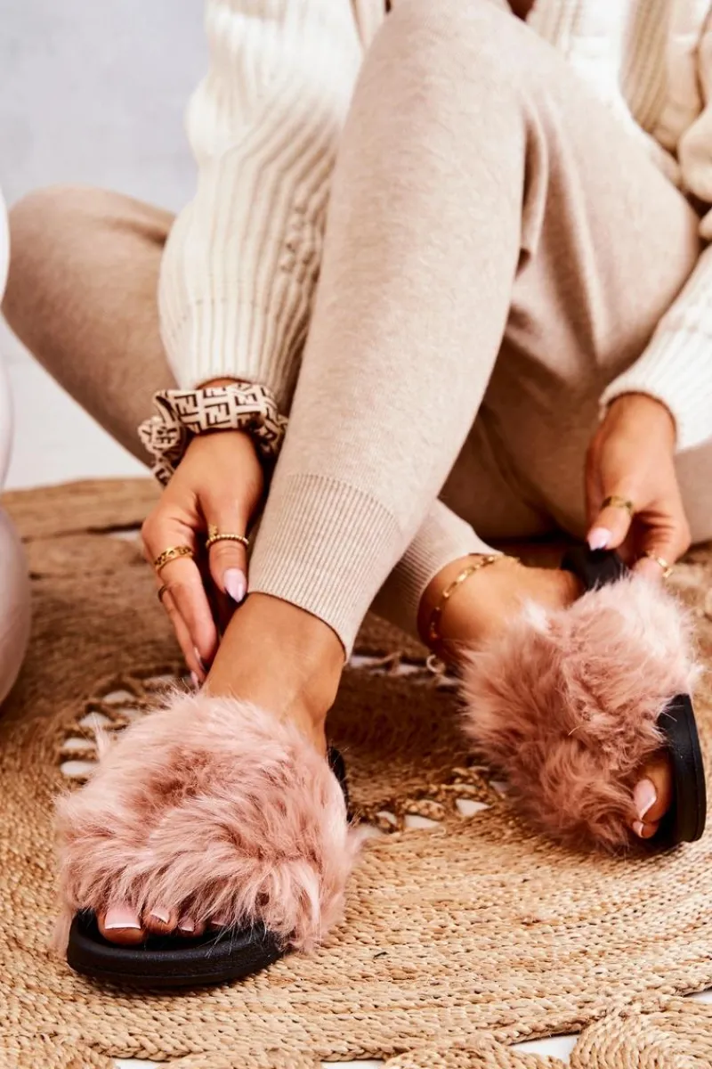 Discount Boto Klapki Z Futerkiem Gumowe Brudny Róż Pollie