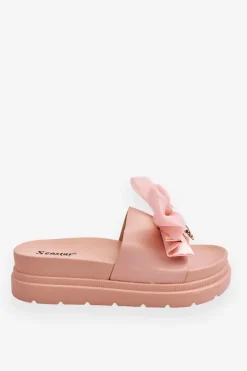 Hot Boto Klapki Z Kokardą I Ozdobnym Misiem Jasnoróżowe Suzy