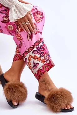 Clearance Boto Klapki Z Naturalnym Futerkiem Brązowe Naturis