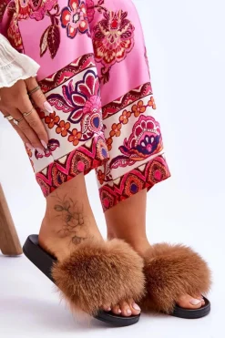 Clearance Boto Klapki Z Naturalnym Futerkiem Brązowe Naturis