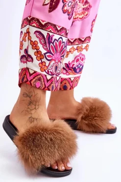 Clearance Boto Klapki Z Naturalnym Futerkiem Brązowe Naturis