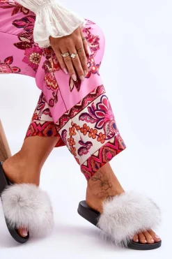 Klapki Z Futerkiem|Klapki Damskie Klasyczne>Boto Klapki Z Naturalnym Futerkiem Białe Naturis