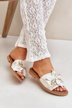 Discount Klapki Z Ozdobą Skóra Naturalna Zazoo 3667 Przecierany Damskie Klapki Damskie Klasyczne