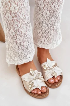 Discount Klapki Z Ozdobą Skóra Naturalna Zazoo 3667 Przecierany Damskie Klapki Damskie Klasyczne