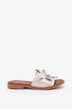 Discount Klapki Z Ozdobą Skóra Naturalna Zazoo 3667 Przecierany Damskie Klapki Damskie Klasyczne