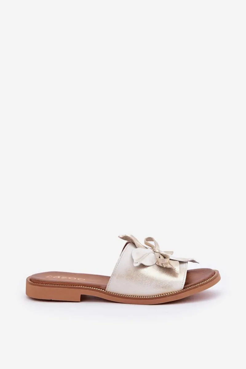 Discount Klapki Z Ozdobą Skóra Naturalna Zazoo 3667 Przecierany Damskie Klapki Damskie Klasyczne