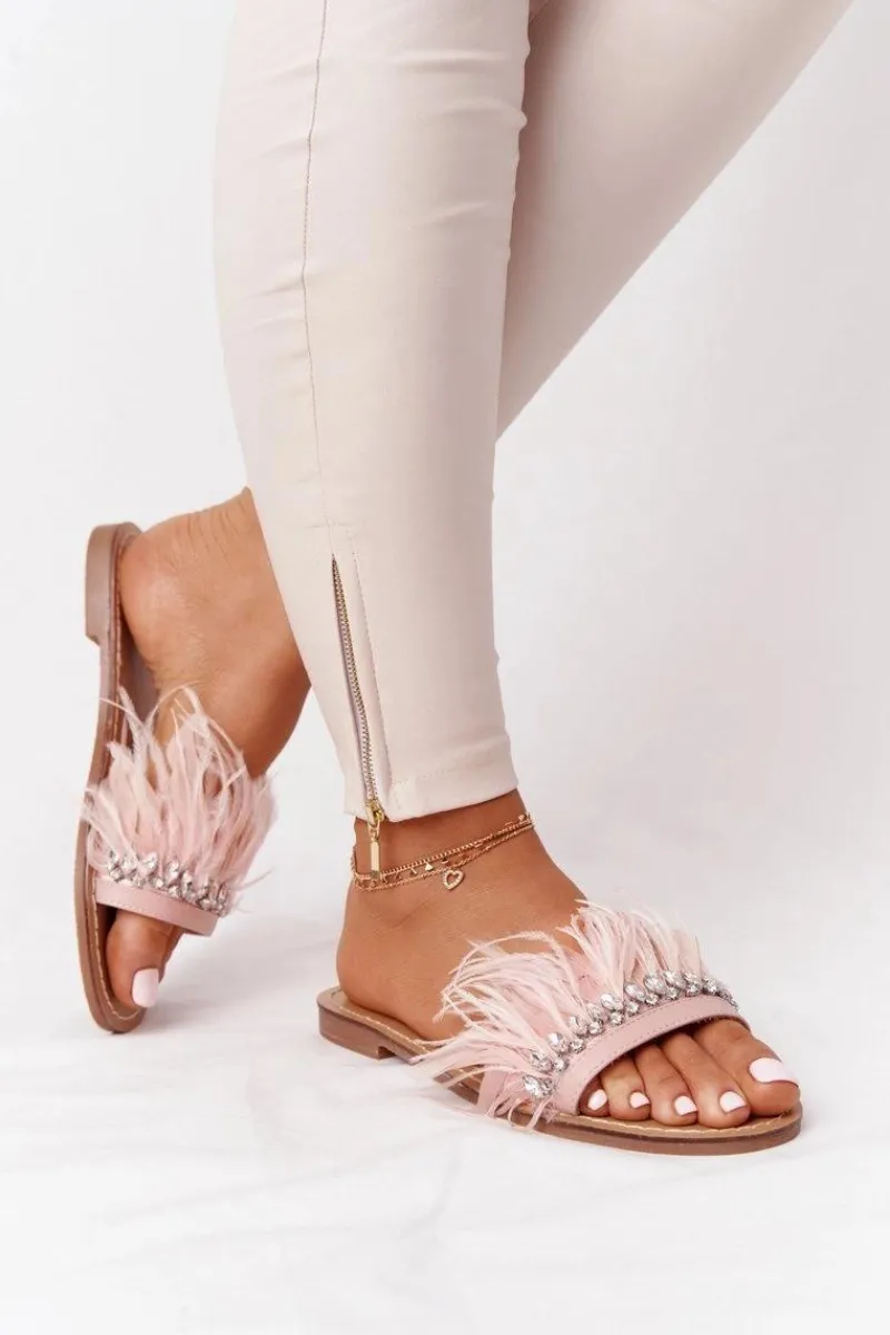 Best Boto Klapki Z Piórami Lu Boo Różowe