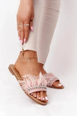 Best Boto Klapki Z Piórami Lu Boo Różowe