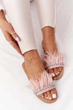 Best Boto Klapki Z Piórami Lu Boo Różowe