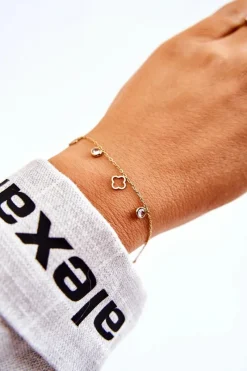 Bransoletki>Glam Chic Klasyczna Bransoletka Na Cienkim Łańcuszku Z Ozdobami Złota