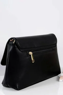Listonoszki>Boto Klasyczna Czarna Torebka Damska Listonoszka Złoty Łańcuch
