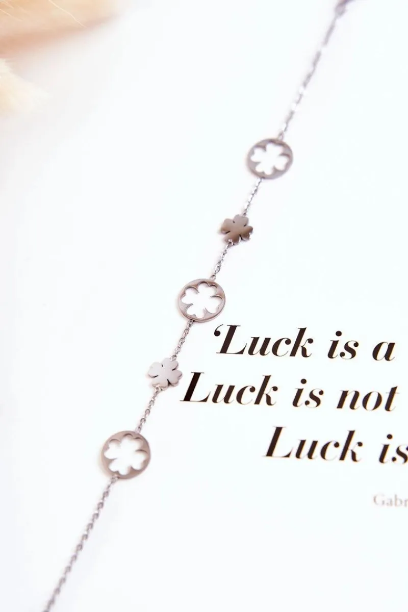 New Klasyczna Damska Bransoletka Koniczyna Srebrna Bransoletki