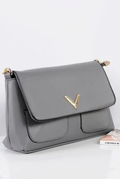 Outlet Klasyczna Szara Torebka Damska Listonoszka Złoty Łańcuch Listonoszki