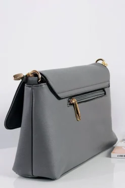 Outlet Klasyczna Szara Torebka Damska Listonoszka Złoty Łańcuch Listonoszki