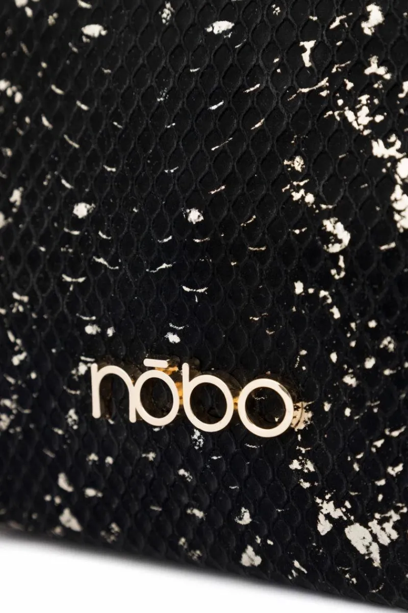 Discount Nobo Klasyczna Torebka Listonoszka Wężowy Wzór N1340-CM23 Czarno-Złota