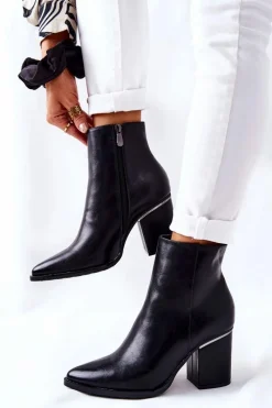 Discount Boto Klasyczne Botki Na Obcasie Czarne Airah