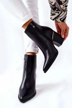 Discount Boto Klasyczne Botki Na Obcasie Czarne Airah