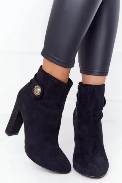 Boto Klasyczne Botki Na Słupku Lu Boo Czarne