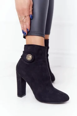 Boto Klasyczne Botki Na Słupku Lu Boo Czarne