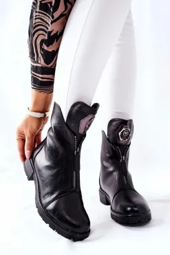 Czarne Botki|Botki Zimowe Damskie>Boto Klasyczne Botki Sztyblety Czarne Edison