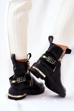 Hot Klasyczne Botki Z Paskiem Czarne Lorie Damskie Czarne Botki|Botki Płaskie